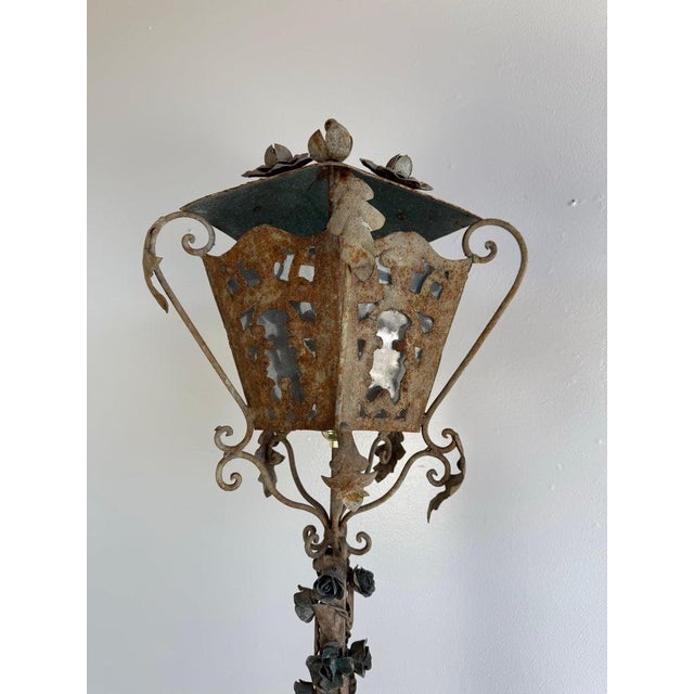 1900 - 1909 1900s Distressed French Wrought Iron Lanterns, Rococo Style For Sale - Image 5 of 15
