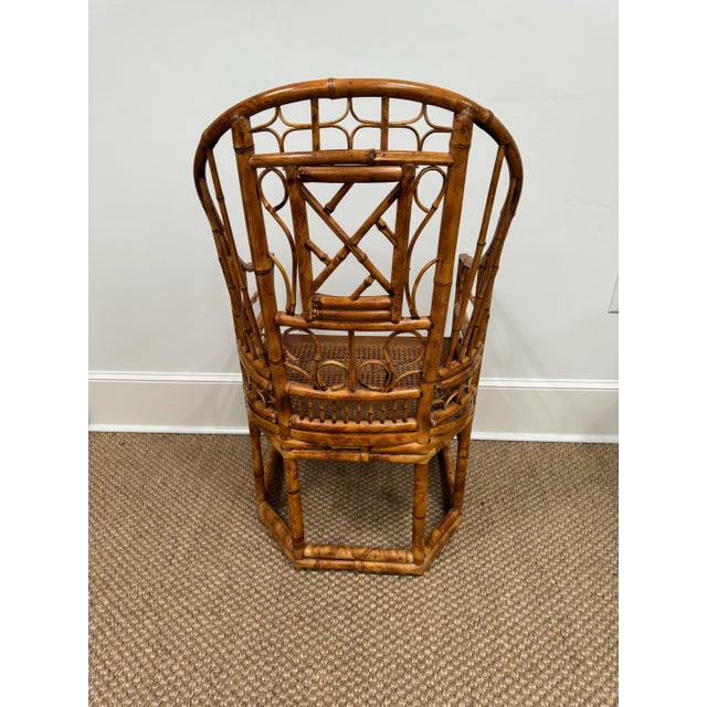 Late 20th Century Brighton Pavilion High Back Chinese Chippendale Bamboo Arm Chair For Sale - Image 4 of 6