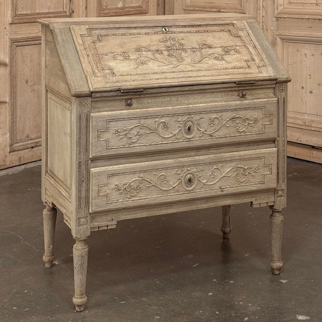 Late 18th Century 18th Century French Louis XVI Secretary Desk in Stripped Oak For Sale - Image 5 of 18