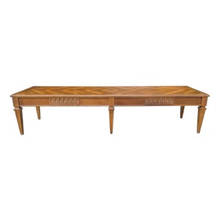 1960s Mid-Century Modern Walnut Chevron Parquetry Long Coffee Table For Sale