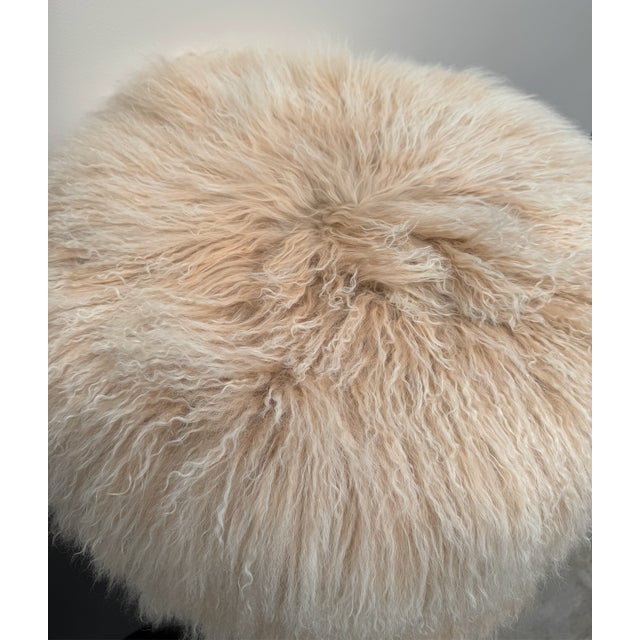 Blush Tibetan Lamb 24" Ottoman by Outpost Original For Sale - Image 4 of 6
