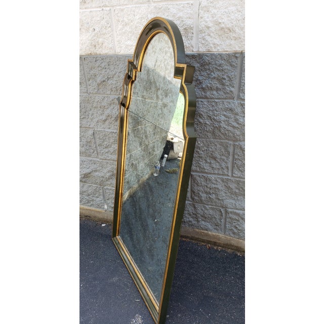 1960s Baker Furniture Mahogany Partial Gilt and Green Baker Wall Mirror For Sale - Image 5 of 7