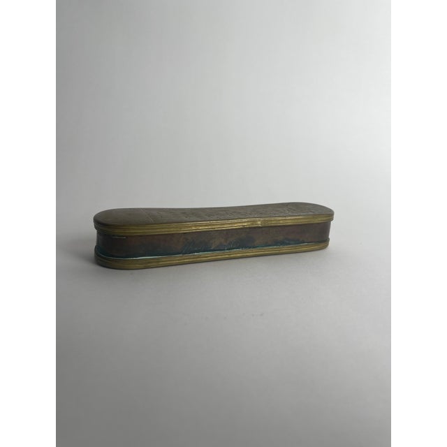 Coffee Dutch Brass 18th C. Sailor's Tobacco Box With Calendar For Sale - Image 8 of 9