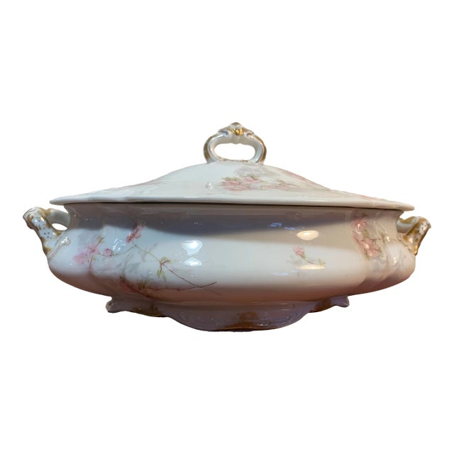 Antique Oval Scalloped Edge Porcelain Serving Dish Haviland & Co For Sale