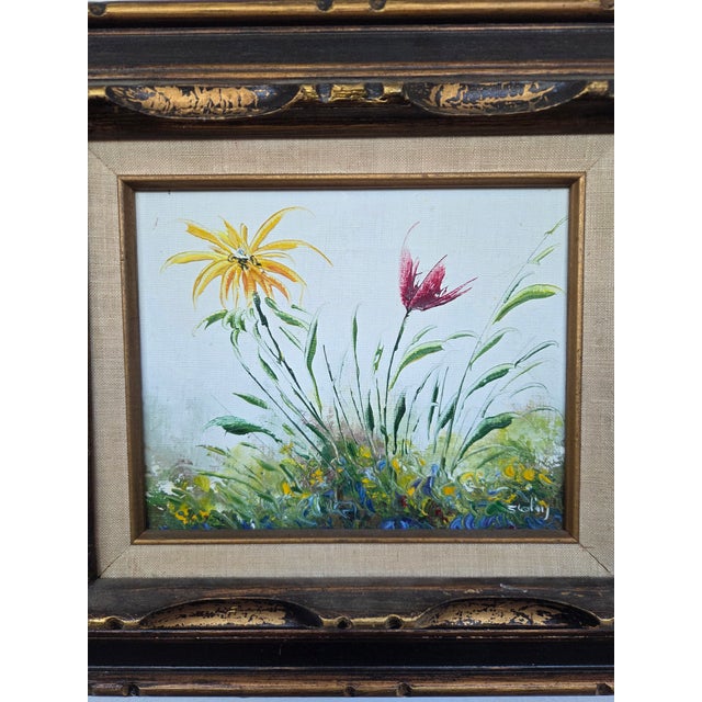 Contemporary Vintage Impressionist Impasto Floral Oil Painting W/ Gilt Frame For Sale - Image 3 of 10