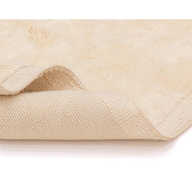 Cloud-Soft Solid Ivory Hand-Knotted Wool Rug | 10'6" X 8'4" | One of a Kind For Sale - Image 4 of 6