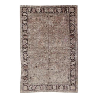 1930s Vintage Turkish Taupe Sivas Rug - 5'6 X 8'3 For Sale