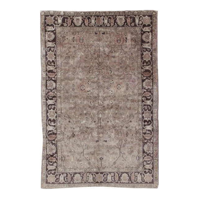 1930s Vintage Turkish Taupe Sivas Rug - 5'6 X 8'3 For Sale