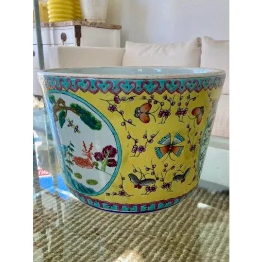 Asian Asian Yellow Glazed Cache Pot For Sale - Image 3 of 10