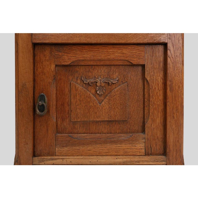 Wood French Art Deco Nightstand in Oak with Pink Marble Top, 1930s For Sale - Image 7 of 14