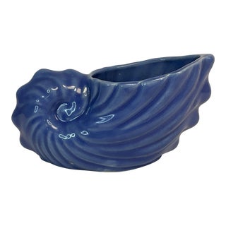 Vintage Coastal Chic Nautilus Seashell Planter For Sale