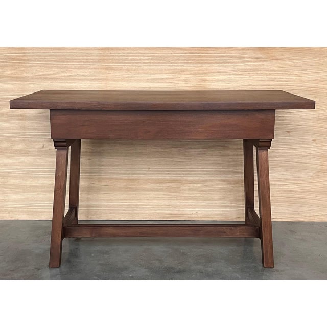 Early 20th Spanisht Walnut Country Farm Desk with Two Drawers For Sale - Image 10 of 18