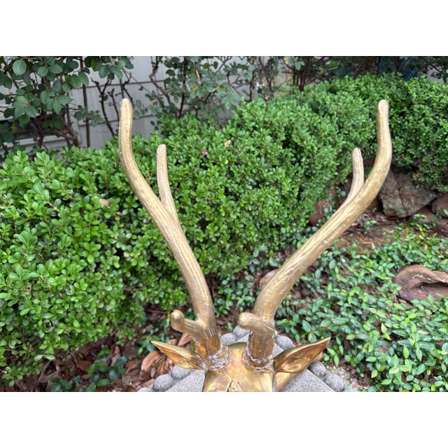 1960s Pair of Hollywood Regency Brass Stags For Sale - Image 12 of 13