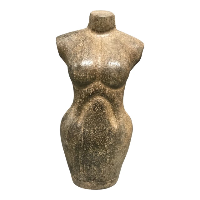 1920s Vintage Large Carved Solid Wood Papermache Mold Dress Sculpture For Sale