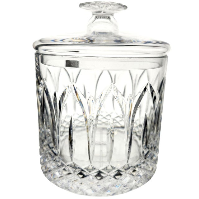 Victorian Atlantis Chartres Lead Crystal Covered Vanity Jar With Original Lid, 6.5" For Sale - Image 3 of 12