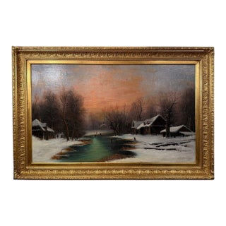Nils Hans Christiansen Winter Landscape Painting. Denmark, Early 20th Century. For Sale