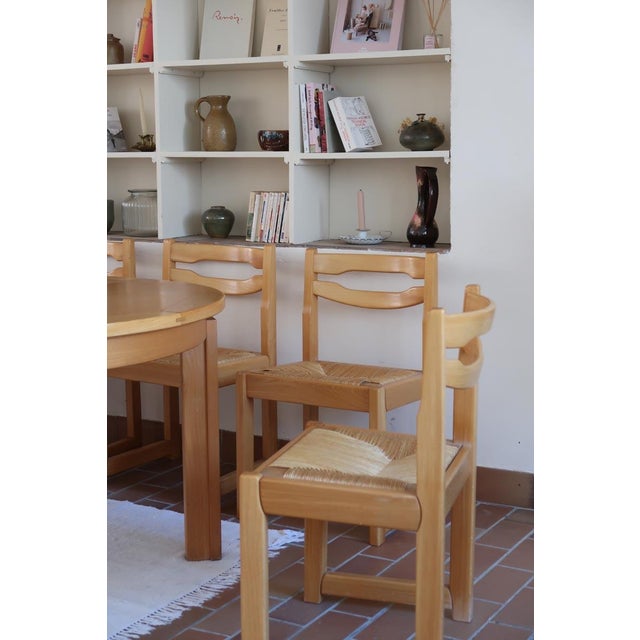 Beige Elm and Rush Dining Chairs from Maison Regain, France, 1980s, Set of 6 For Sale - Image 8 of 13