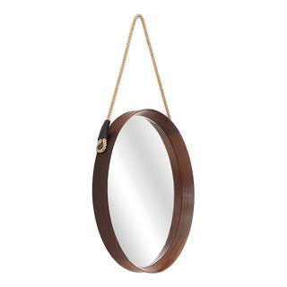Round Teak Wall Mirror, 1960s For Sale