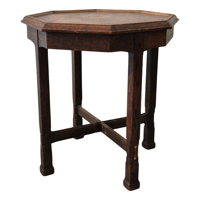 Swedish Smoking Table in Oak with Copper Top attributed to Nordiska Kompaniet, 1913 For Sale