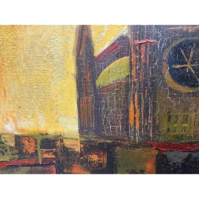 Paint Mid Century Spanish Palma De Mallorca Oil Cityscape Painting For Sale - Image 7 of 11