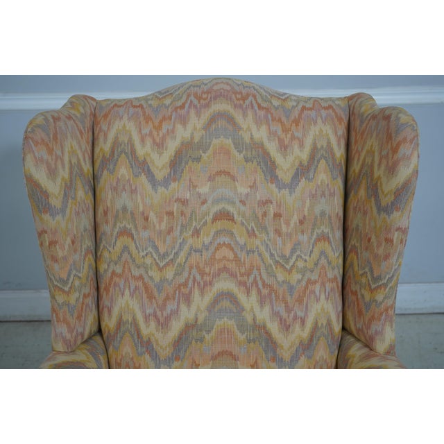 1980s Pair Harden Cherry Flame Stitched Wing Chairs For Sale - Image 5 of 12
