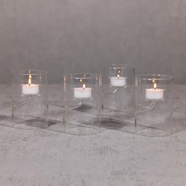 Glass Kelly 4-Piece Set Glass Tealight Holder/Hurricane, S For Sale - Image 7 of 8