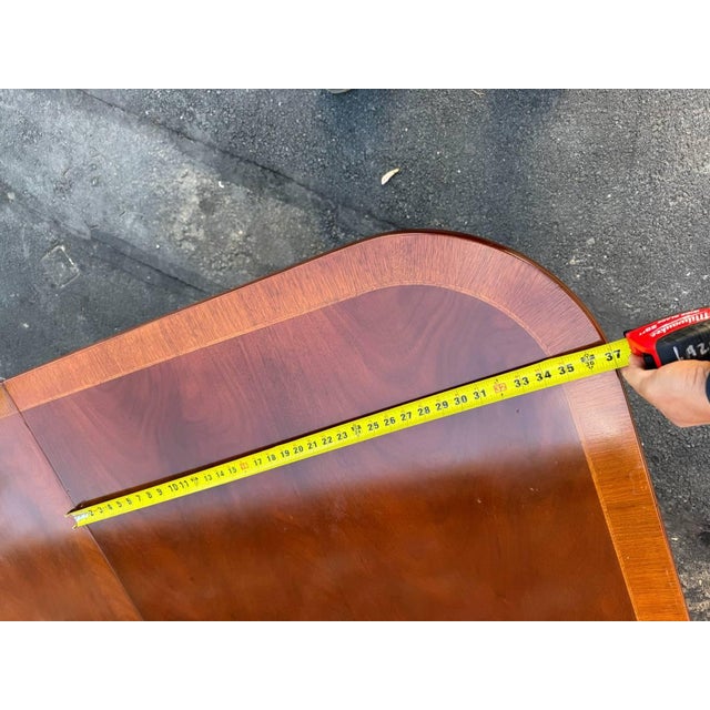 Early 20th Century Large Geogrian Style Three Triple Pedestal Base Inlaid Mahogany Dining Table With Leaves. For Sale - Image 13 of 18