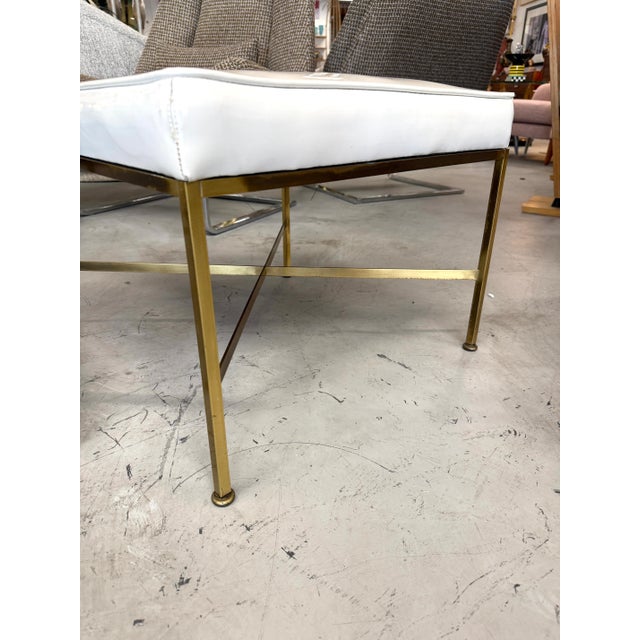 1950s Paul McCobb for Calvin X Base Brass Stools w/ Original Upholstery For Sale - Image 12 of 16