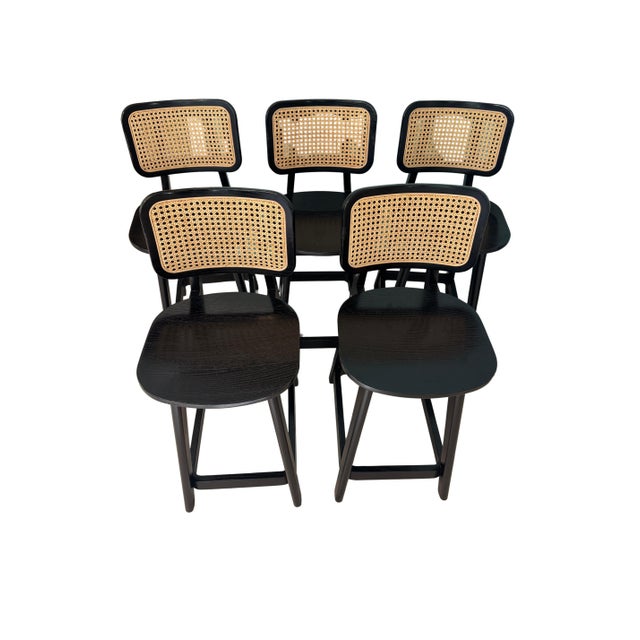 Contemporary Cane Domino Counter Stool by Podium - Set of 5 For Sale - Image 3 of 18