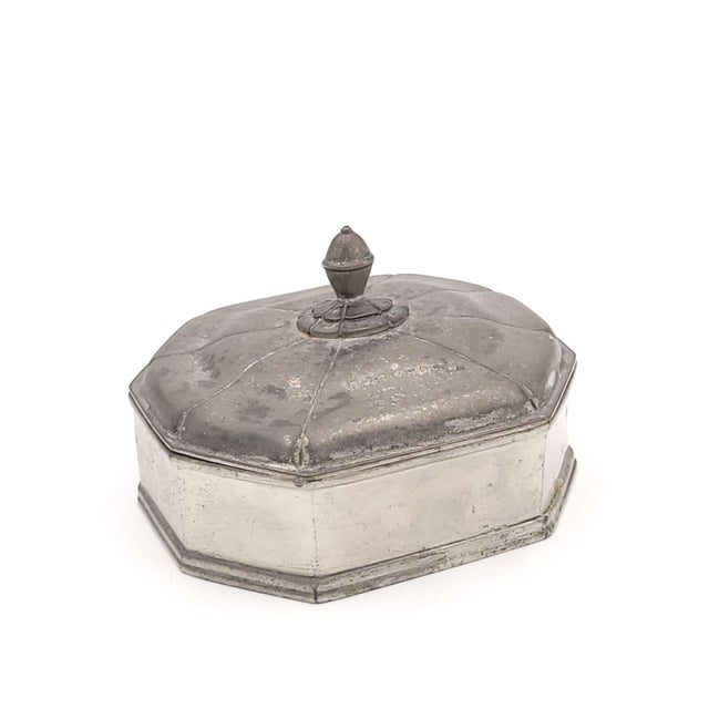 Traditional Octagonal Pewter Box, France Circa 1970 For Sale - Image 3 of 11