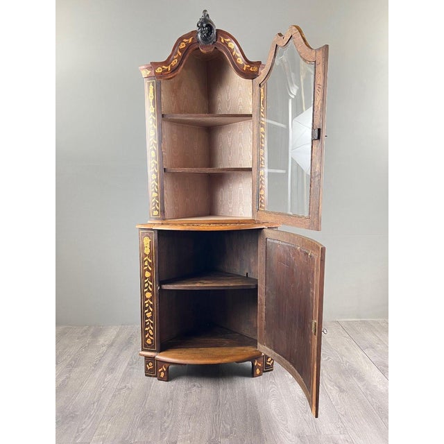19th Century Inlaid Corner Display Cabinet For Sale - Image 10 of 13