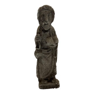 Early 19th Century Hand-Carved Stone Figure – European Primitive Sculpture For Sale