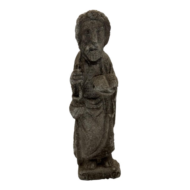 Early 19th Century Hand-Carved Stone Figure – European Primitive Sculpture For Sale