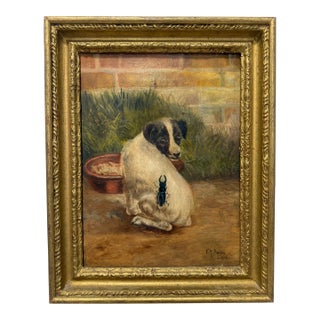 F. M. Bailey, Whimsical Dog Portrait With Beetle, 1906 For Sale