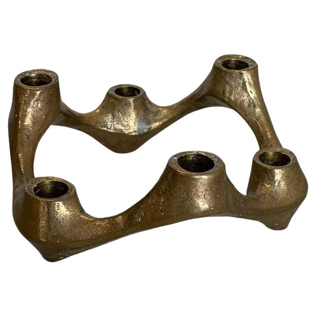 Mid-Century Brutalist Bronze Candleholder from Michael Harjes, Germany, 1960s For Sale