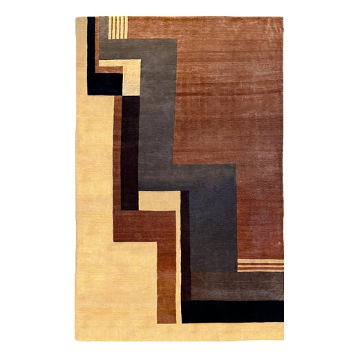 Hand-Knotted Silk Rug in the style of Ivan Da Silva Bruhns for Boccara, France, 2009 For Sale