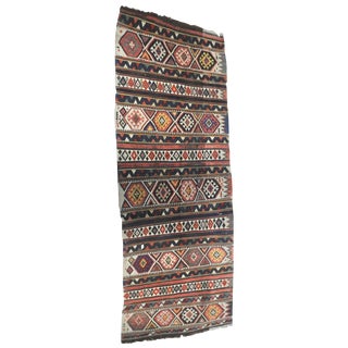 19th Century Antique Handwoven Turkish Kilim Carpet Runner For Sale