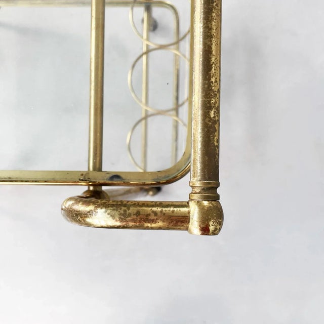 Mid-Century Italian Modern Bar Cart in Brass & Glass, 1950s For Sale - Image 12 of 18