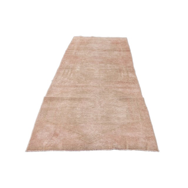 Tribal Vintage Turkish Handmade Peach Tribal Wool Runner For Sale - Image 3 of 10