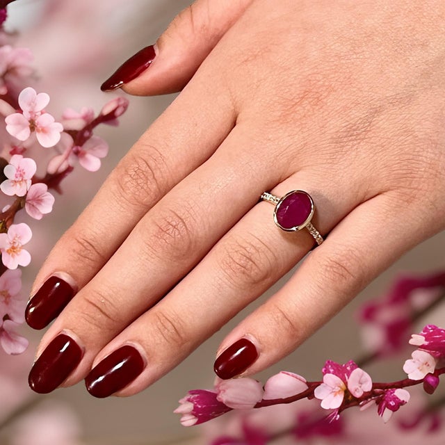 2010s Natural Ruby Diamond Ring 6.75 14k Y Gold 4.38 TCW Certified For Sale - Image 5 of 18