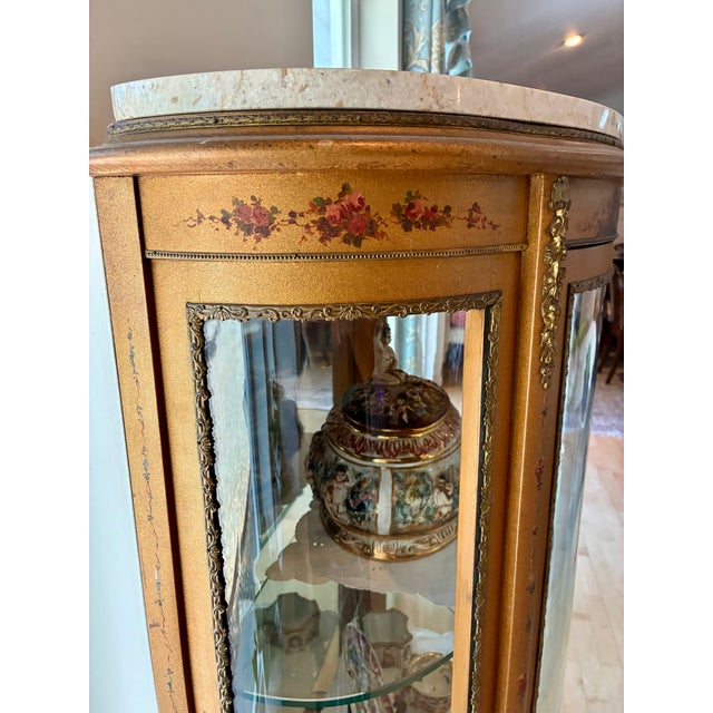 Wood Vintage Vitrine Display Cabinet French Style Glass Shelving For Sale - Image 7 of 11