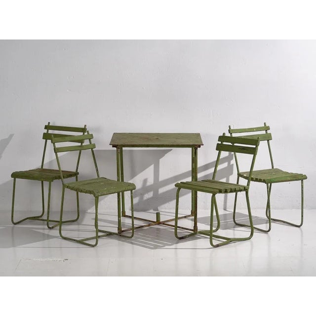 Antique Garden Table and Chairs Set, 1900s, Set of 5 For Sale - Image 13 of 13