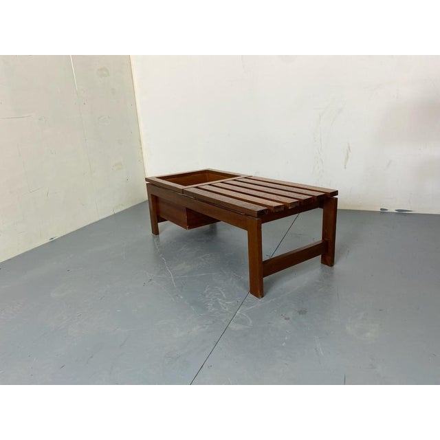 Mid-Century Modern Teak Slat Bench Side Table with Plant Stand, 1960s For Sale - Image 11 of 14