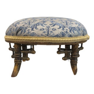 Petite 19th Century Chinoiserie Style Faux Bamboo Footstool For Sale