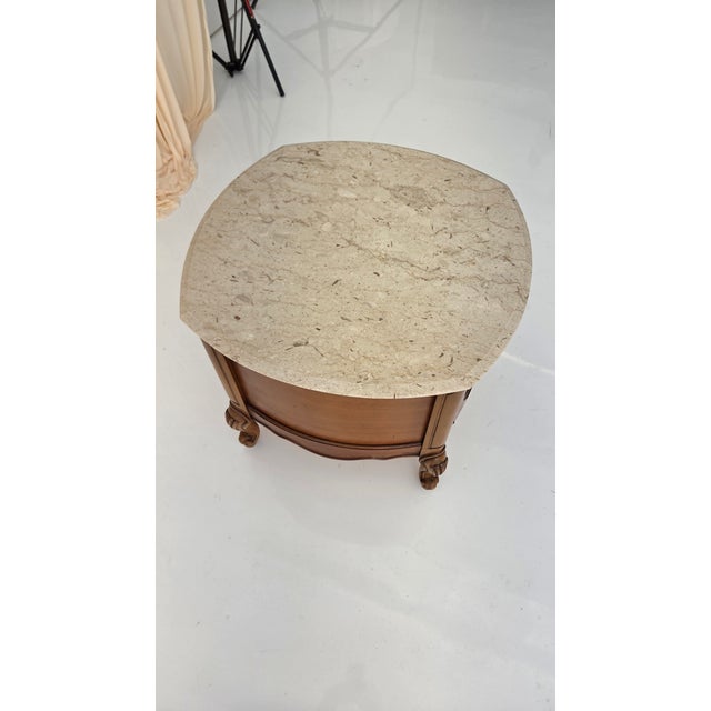 1960s Vintage French Provincial Drum Table With Metal Mesh Cabinet Doors. Made in Italy For Sale - Image 5 of 18
