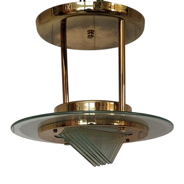 Ceiling Lamp with Gold-Plated Metal Frame and Crystal Glass Panels from Honsel, Germany, 1990s For Sale