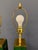 1970s Neoclassical Style Green Column Lamps With Brass Medallions W/Brass Base - a Pair For Sale - Image 9 of 11