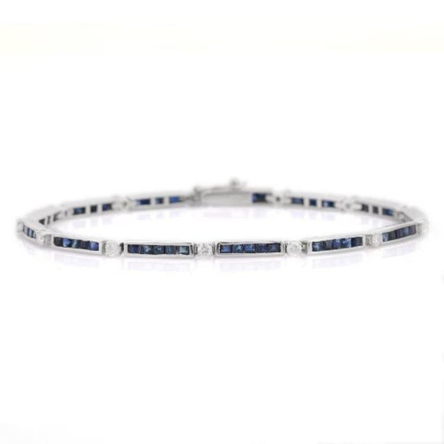 Not Yet Made - Made To Order Timeless Natural Blue Sapphire Bracelet in 925 Silver for Her For Sale - Image 5 of 7