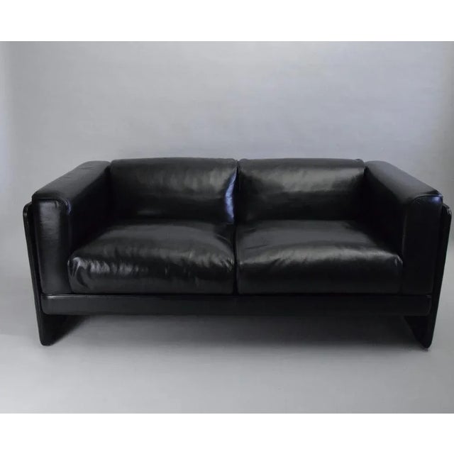 1990s Italian Black Leather Sofa by Tito Agnoli for Poltrona Frau, 1994 For Sale - Image 5 of 12