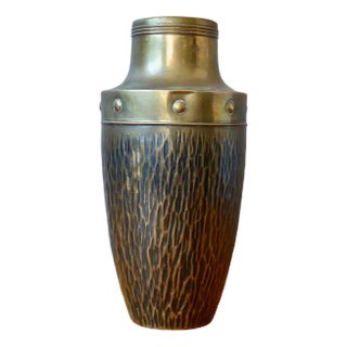 Large Oblong Brass Vase, 1920s For Sale